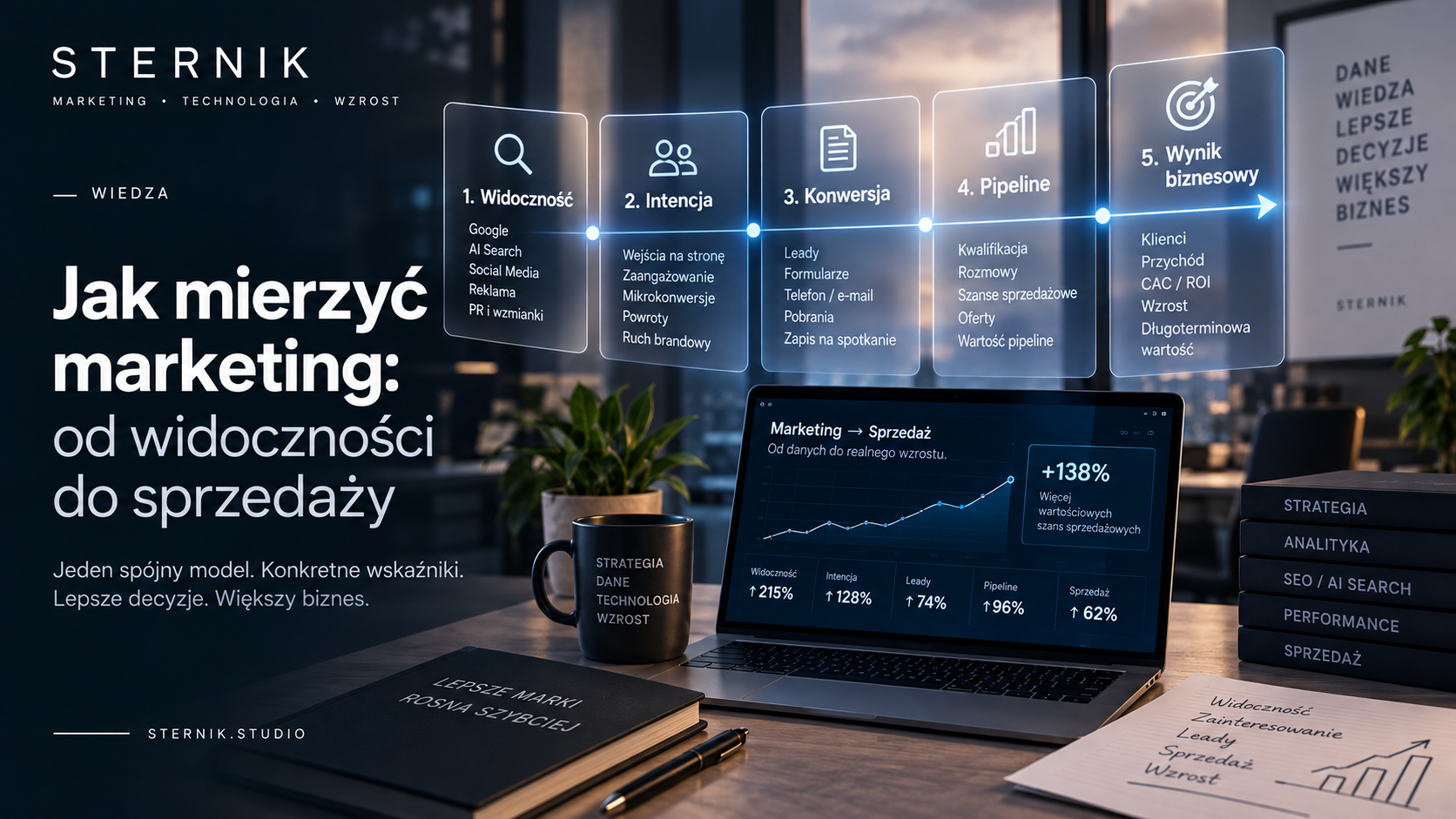 Jak mierzyć marketing — od widoczności i intencji przez leady i pipeline do sprzedaży
