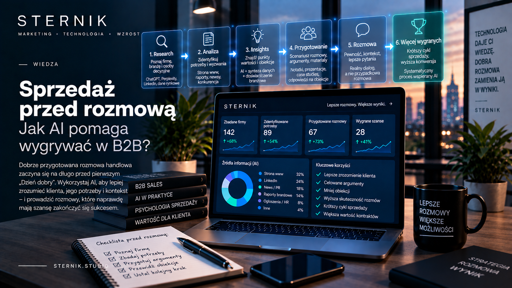 Sprzedaż B2B przed rozmową — research, analiza, AI i przygotowanie procesu sprzedaży według Sternik Studio