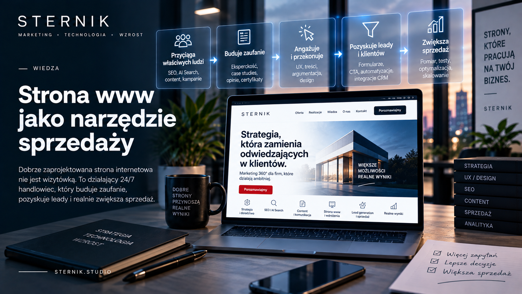 Strona WWW jako narzędzie sprzedaży — serwis, który buduje zaufanie, pozyskuje leady i wspiera sprzedaż